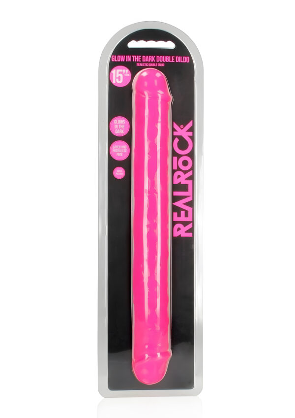 15 Inch Glow in the Dark Neon Pink Double Dong