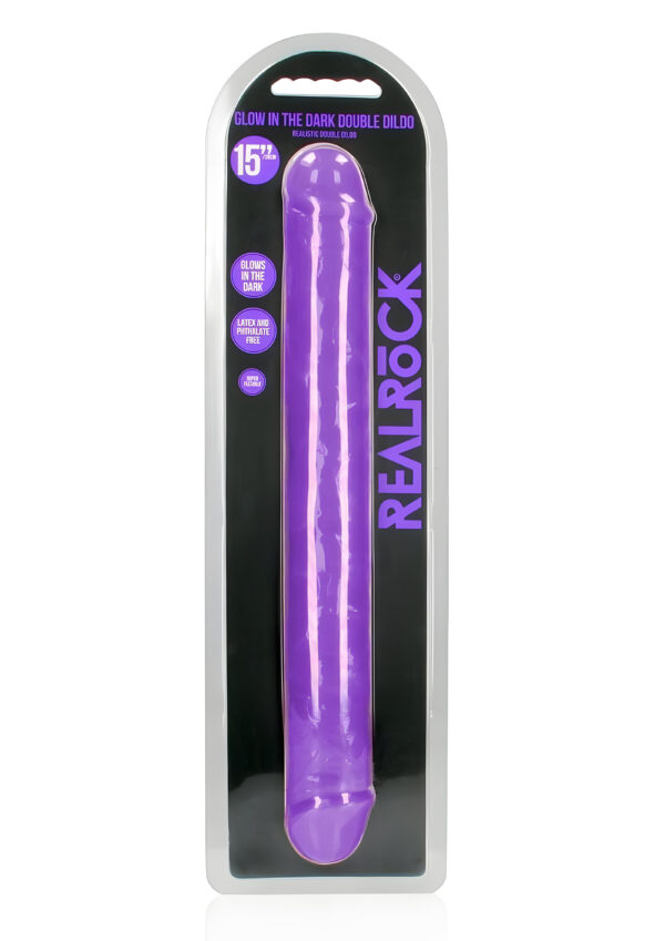15 Inch Glow in the Dark Neon Purple Double Dong