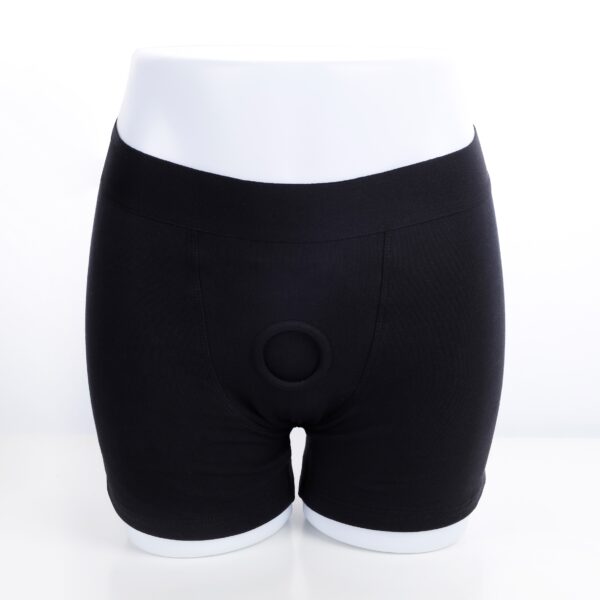 1.8" O'ring Boxer Strap on Brief Harness SnugHer Black XS-3XL