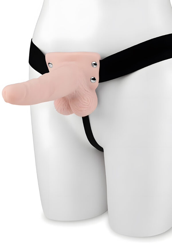 6 Inch Rechargeable Vibrating Strap-On With Balls