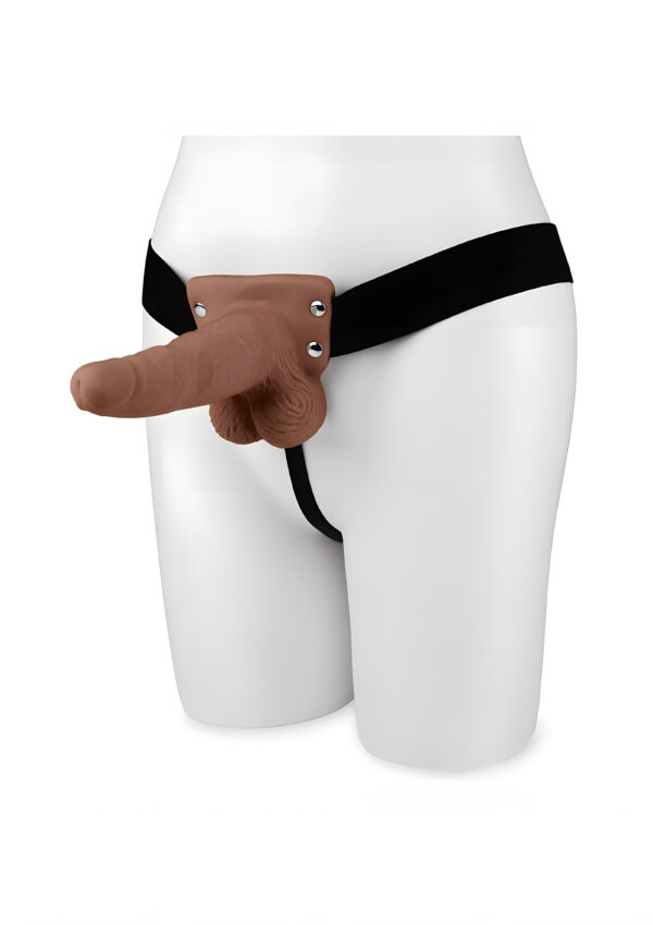 6 Inch Rechargeable Vibrating Strap-On With Balls