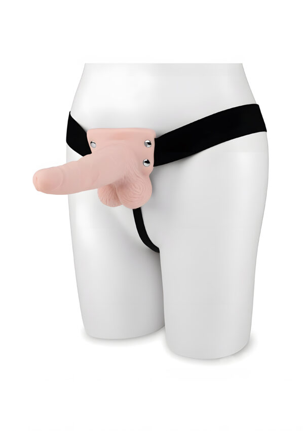 6 Inch Rechargeable Vibrating Strap-On With Balls