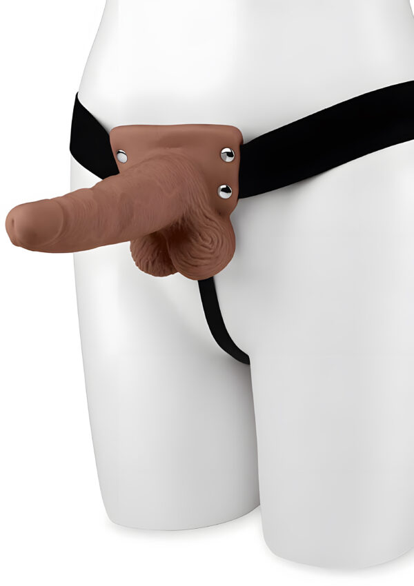 6 Inch Rechargeable Vibrating Strap-On With Balls