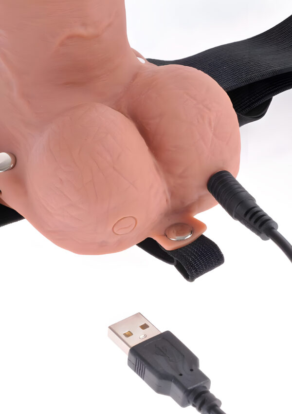 7 Inch Hollow Rechargeable Strap-On with Remote