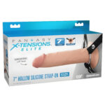 7 Inch White Hollow Silicone Strap On