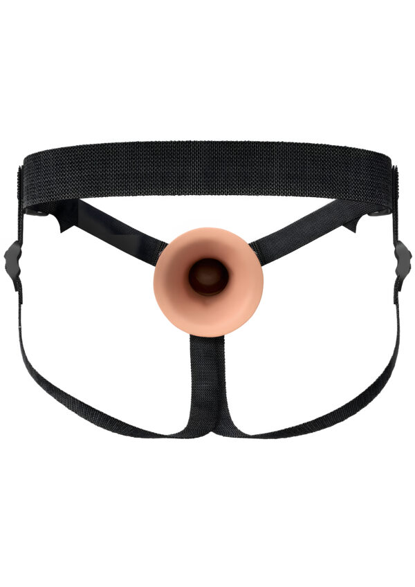 7 Inch White Hollow Silicone Strap On