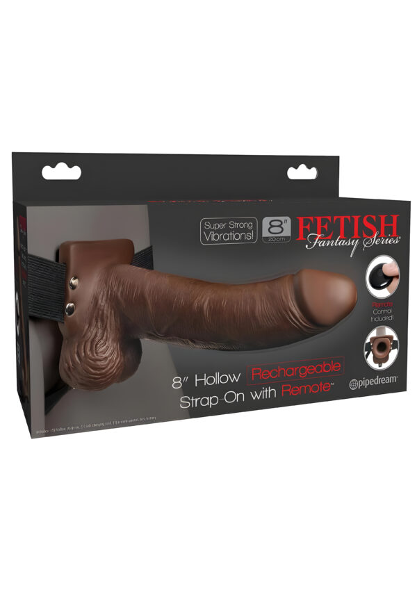 8 Inch Hollow Rechargeable Strap-On with Remote