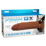 8 Inch Hollow Silicone Strap On Brown