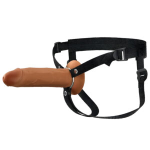 8 Inch Hollow Silicone Strap On Brown