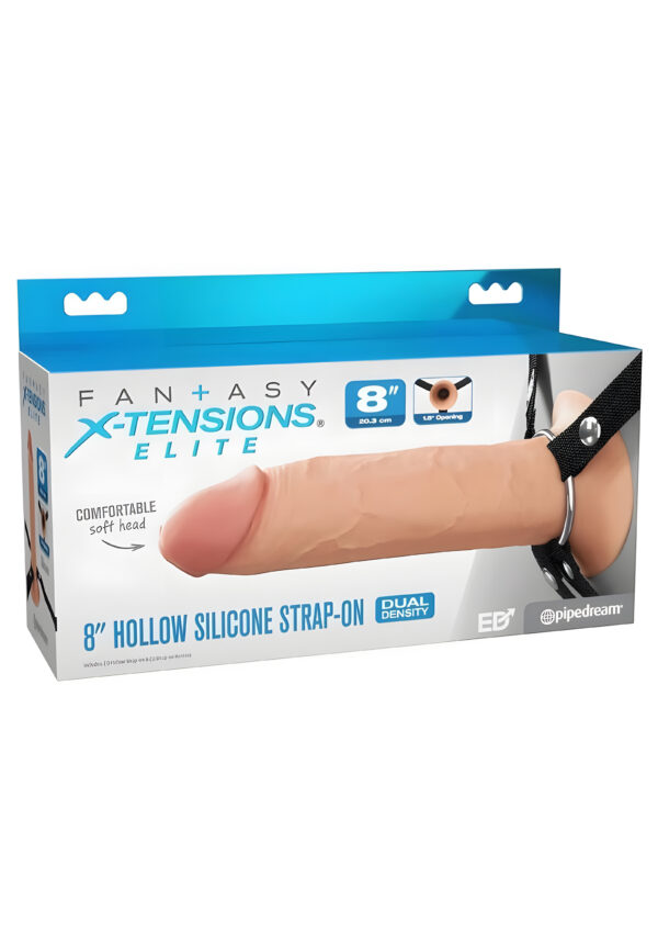 8 Inch Hollow Silicone Strap On Vanilla