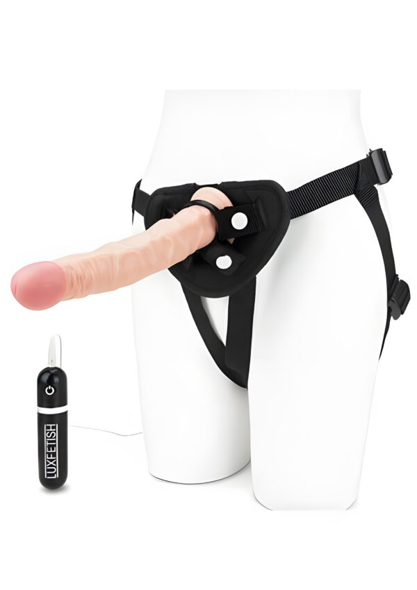 8.5 Inch Realistic Vibrating Dildo with Strap-On Harness