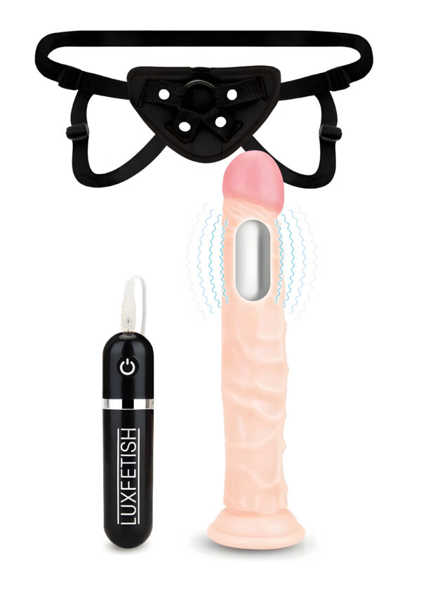 8.5 Inch Realistic Vibrating Dildo with Strap-On Harness