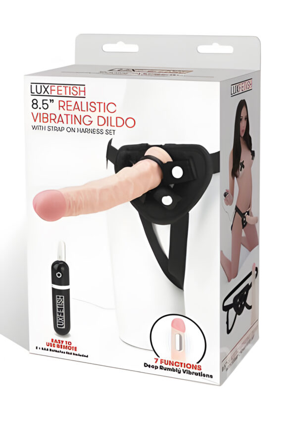 8.5 Inch Realistic Vibrating Dildo with Strap-On Harness