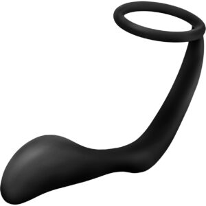 Anal Adventures Platinum Silicone Cock Ring Plug by Blush - Black