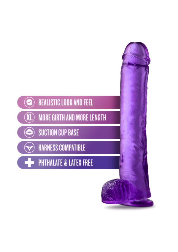 B Yours Plus Hefty N Hung Purple 14 Inch Dildo With Balls