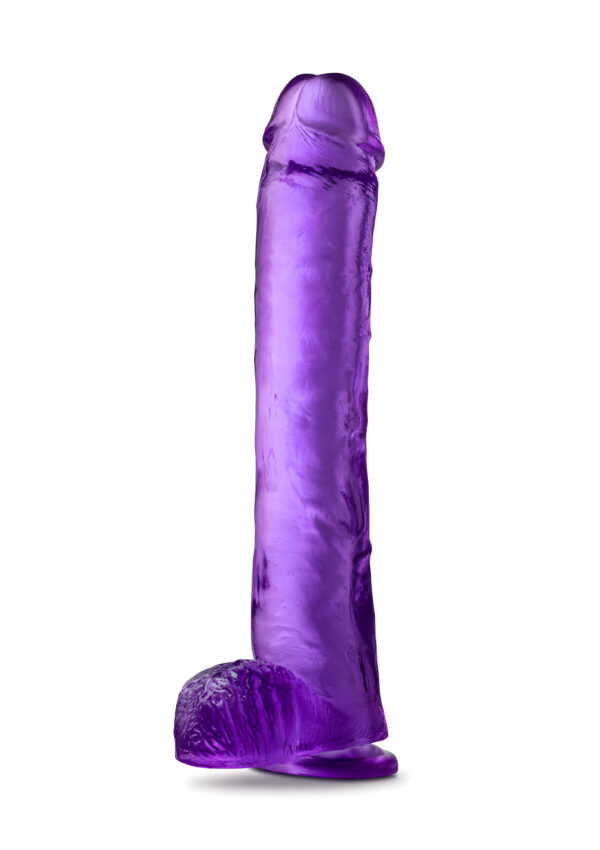 B Yours Plus Hefty N Hung Purple 14 Inch Dildo With Balls