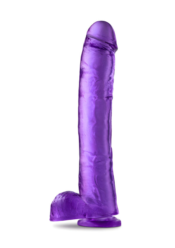 B Yours Plus Hefty N Hung Purple 14 Inch Dildo With Balls