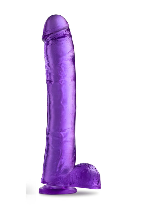 B Yours Plus Hefty N Hung Purple 14 Inch Dildo With Balls