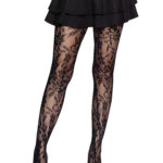 Black Chantilly Floral Lace Tights
