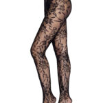 Black Chantilly Floral Lace Tights