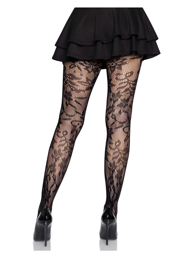 Black Chantilly Floral Lace Tights