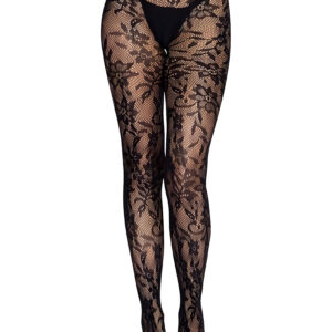 Black Chantilly Floral Lace Tights