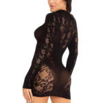 Black Lace Mini Cuff Dress