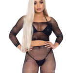 Black Vibes Fishnet Crop Top with Bike Shorts