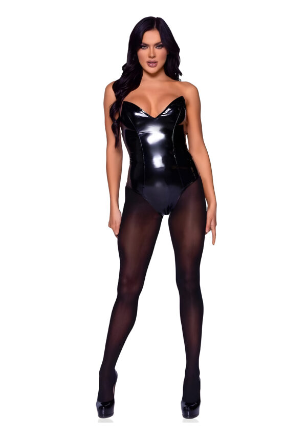 Black Vinyl Bodysuit Small