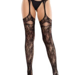 Bloom Net Garter Belt Stockings Black