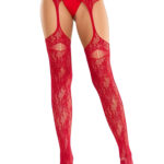Bloom Net Red Garter Belt Stockings