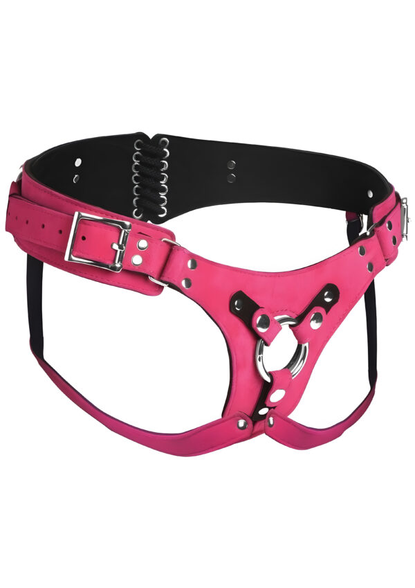 Bodice Deluxe Leather Corset Harness - Pink