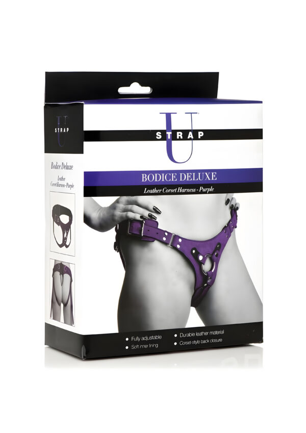 Bodice Deluxe Leather Corset Harness - Purple