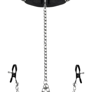 Bondage Collar with Nipple Clamps