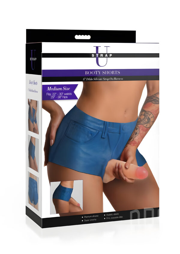 Booty Shorts 6 Inch Dildo Silicone Strap On Harness Medium