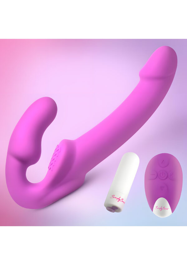 Candy Crush Purple Vibrating Strapless Strap On With Remote