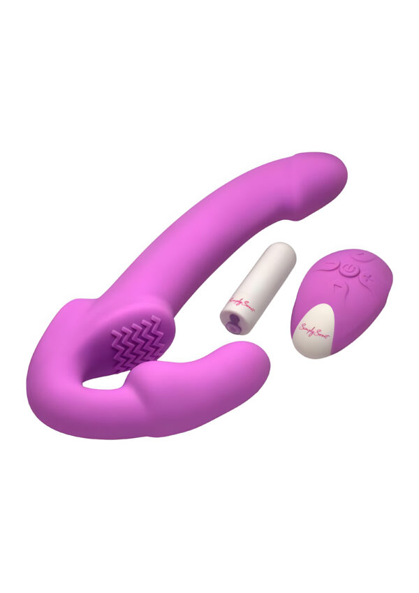 Candy Crush Purple Vibrating Strapless Strap On With Remote