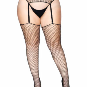 Celia Plus Net Garter Belt and Stockings