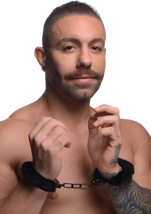 Cuffed in Fur Furry Handcuffs Black