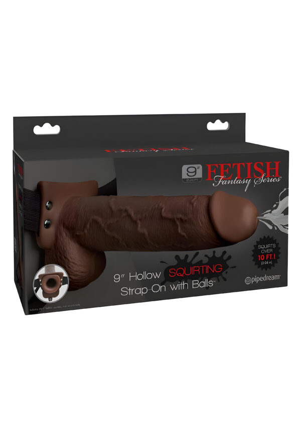 Fetish Fantasy Series 9 Inch Hollow Squirting Strap-On with Balls