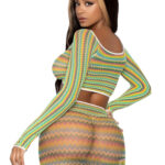 Green Summer Romance Net Top and Skirt Set