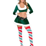 Hoho Hottie Santa Costume Medium Green White Set