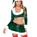 Hoho Hottie Santa Costume Xs Green And White 4 Piece Set