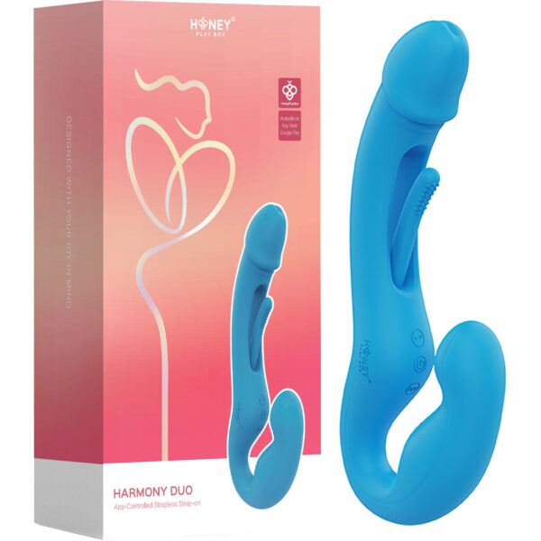 Honey Play Box Harmony Duo App Enabled Tapping Finger Silicone Strapless Strap-On
