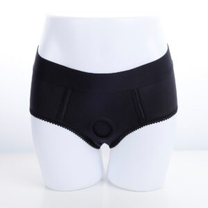 Lace Trim Strap On Harness Panties Lingerie Black