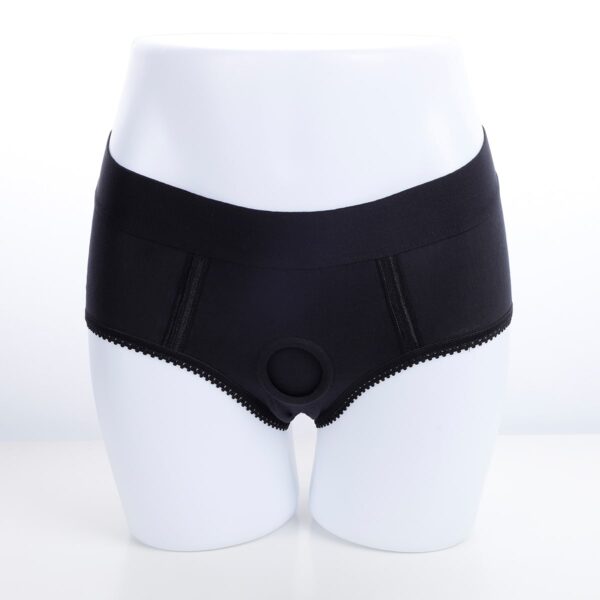 Lace Trim Strap On Harness Panties Lingerie Black