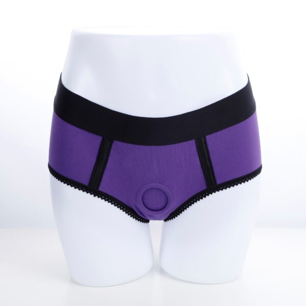 Lace Trim Strapon Panties Purple Strap On​