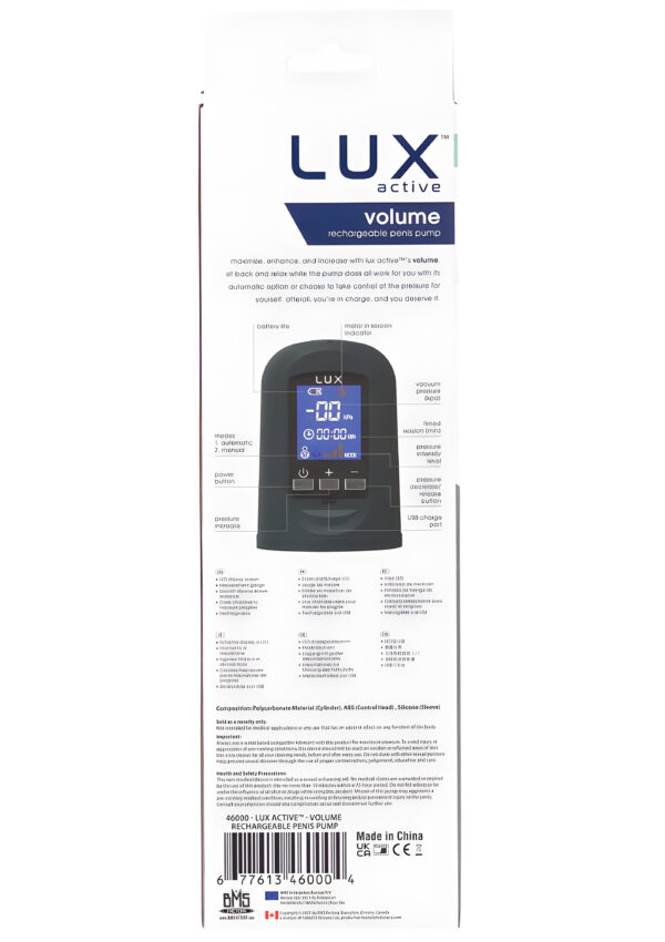 LUX Active Volume Rechargeable Penis Pump