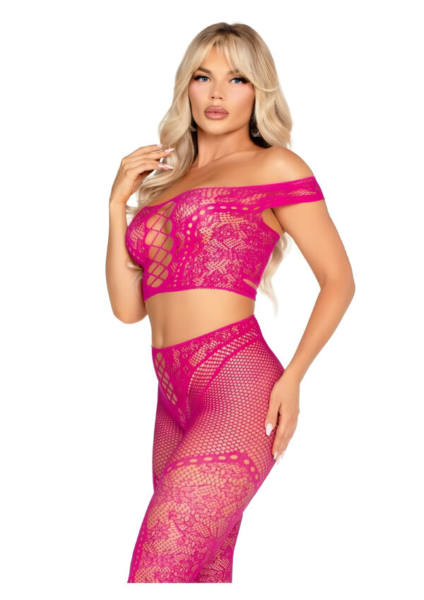 Magenta Crop Top and Leggings Set