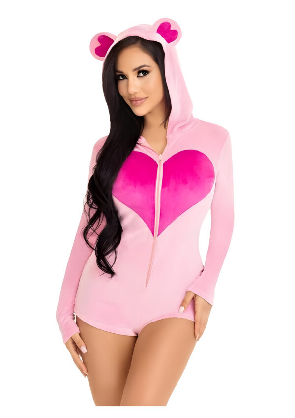 Medium Pink Velvet Bear Romper Costume